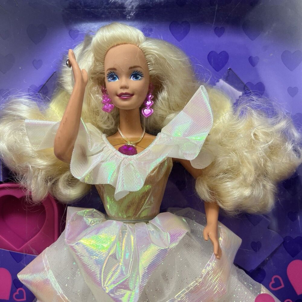 Vtg 1992 Secret Hearts Barbie Iridescent Dress w Magic Color Changing Hearts